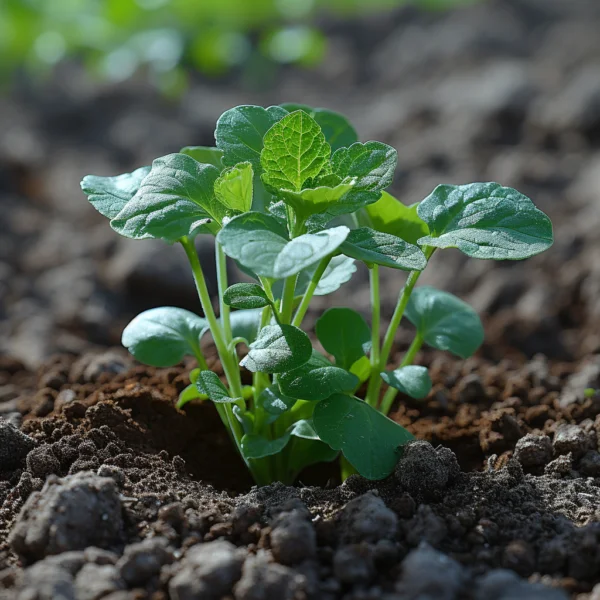 warba_potato_plants in the soil. Grown by Garden Faerie Botanicals