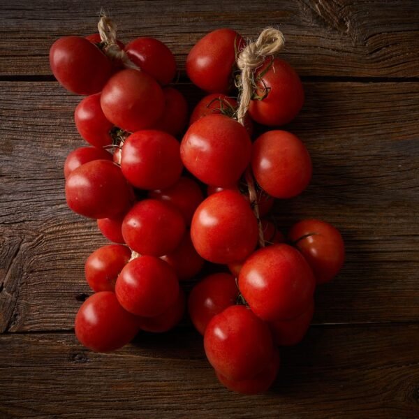 Piennolo Del Vesuvio Tomatoes are hanging. Organically grown seeds. Garden Faerie Botanicals. Canada